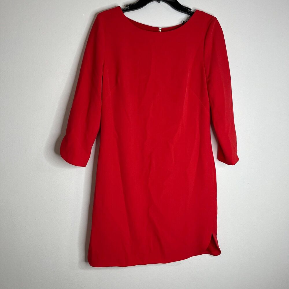 VINCE CAMUTO Red 3/4 Sleeve Zipper Back Lined Sheath Dress Sz 6